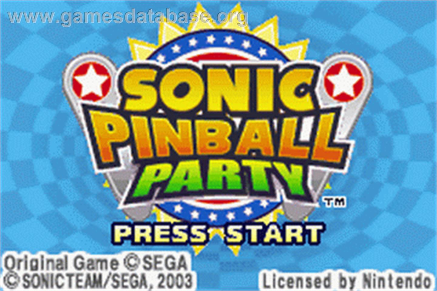 Sonic Pinball Party - Nintendo Game Boy Advance - Artwork - Title Screen