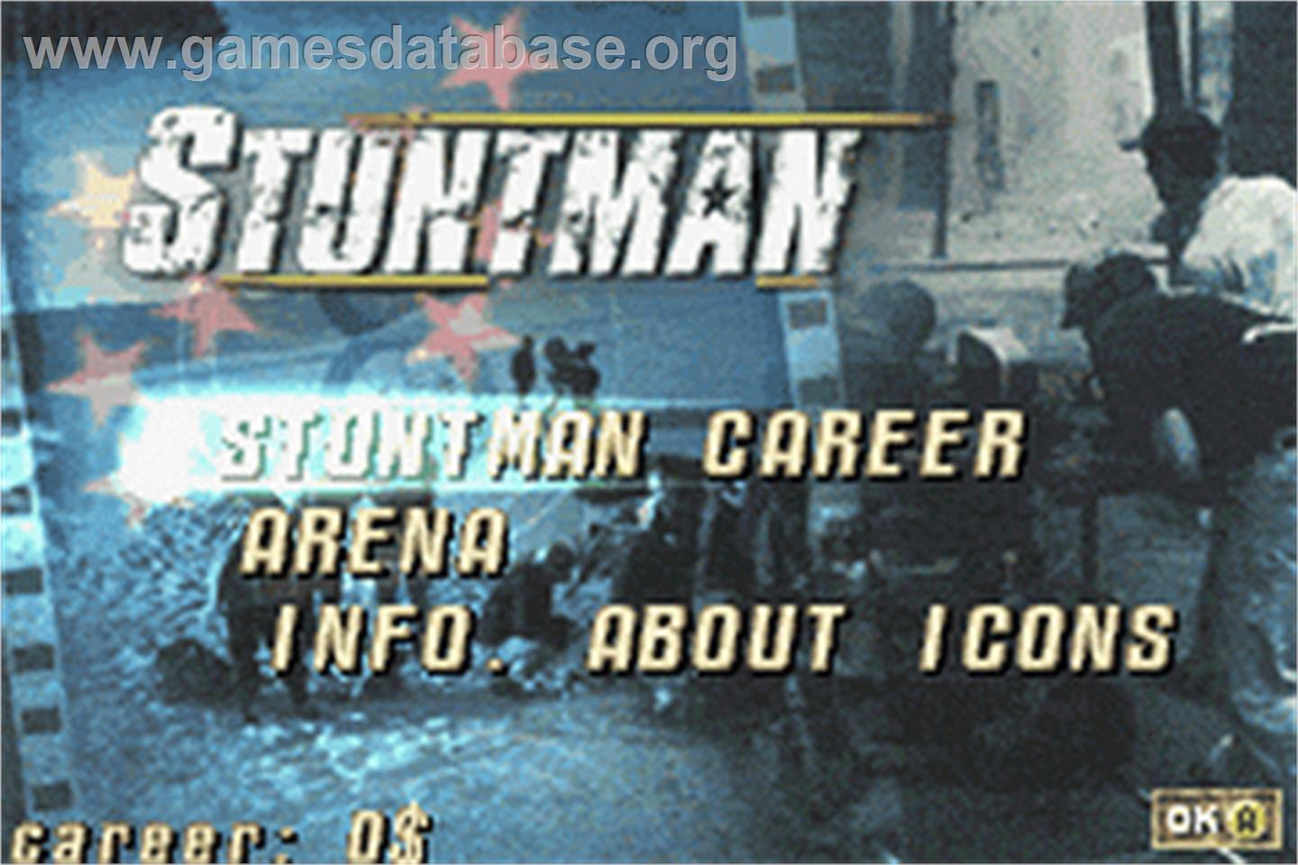 Stuntman - Nintendo Game Boy Advance - Artwork - Title Screen