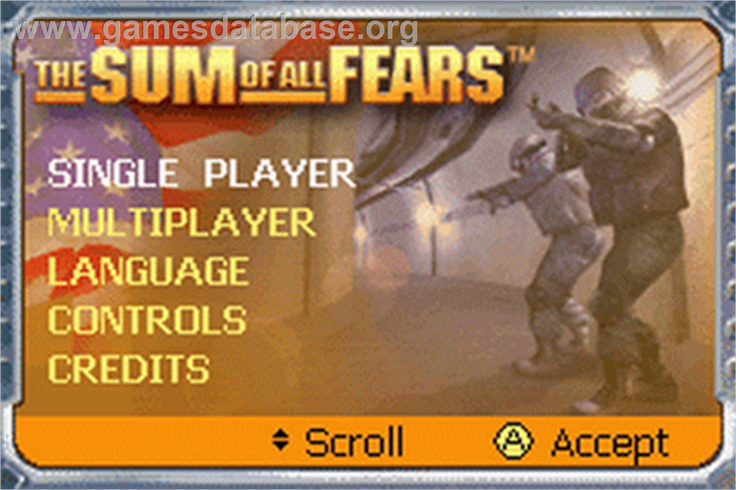 Sum of All Fears - Nintendo Game Boy Advance - Artwork - Title Screen
