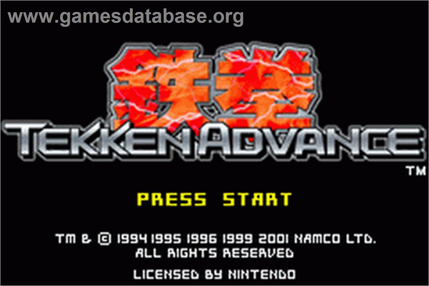 Tekken Advance - Nintendo Game Boy Advance - Artwork - Title Screen