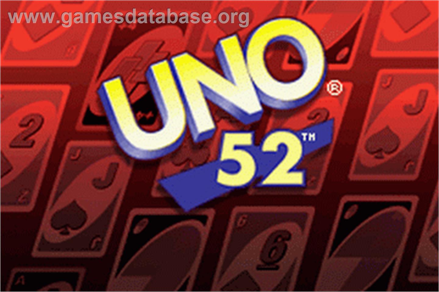Uno 52 - Nintendo Game Boy Advance - Artwork - Title Screen