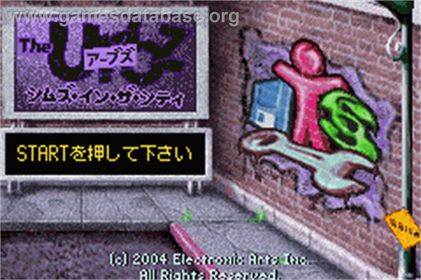 Urbz: Sims in the City - Nintendo Game Boy Advance - Artwork - Title Screen