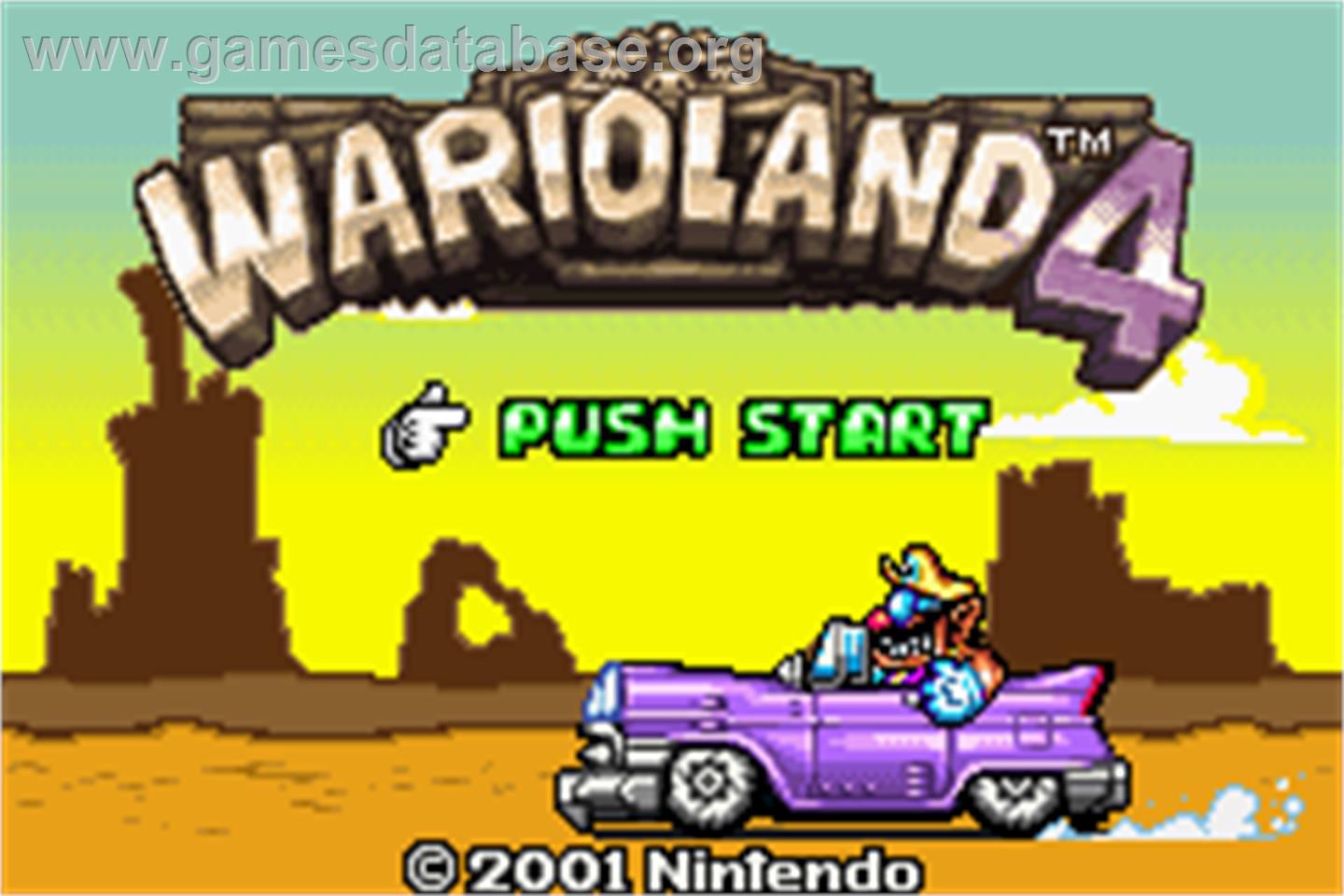 Wario Land 4 - Nintendo Game Boy Advance - Artwork - Title Screen