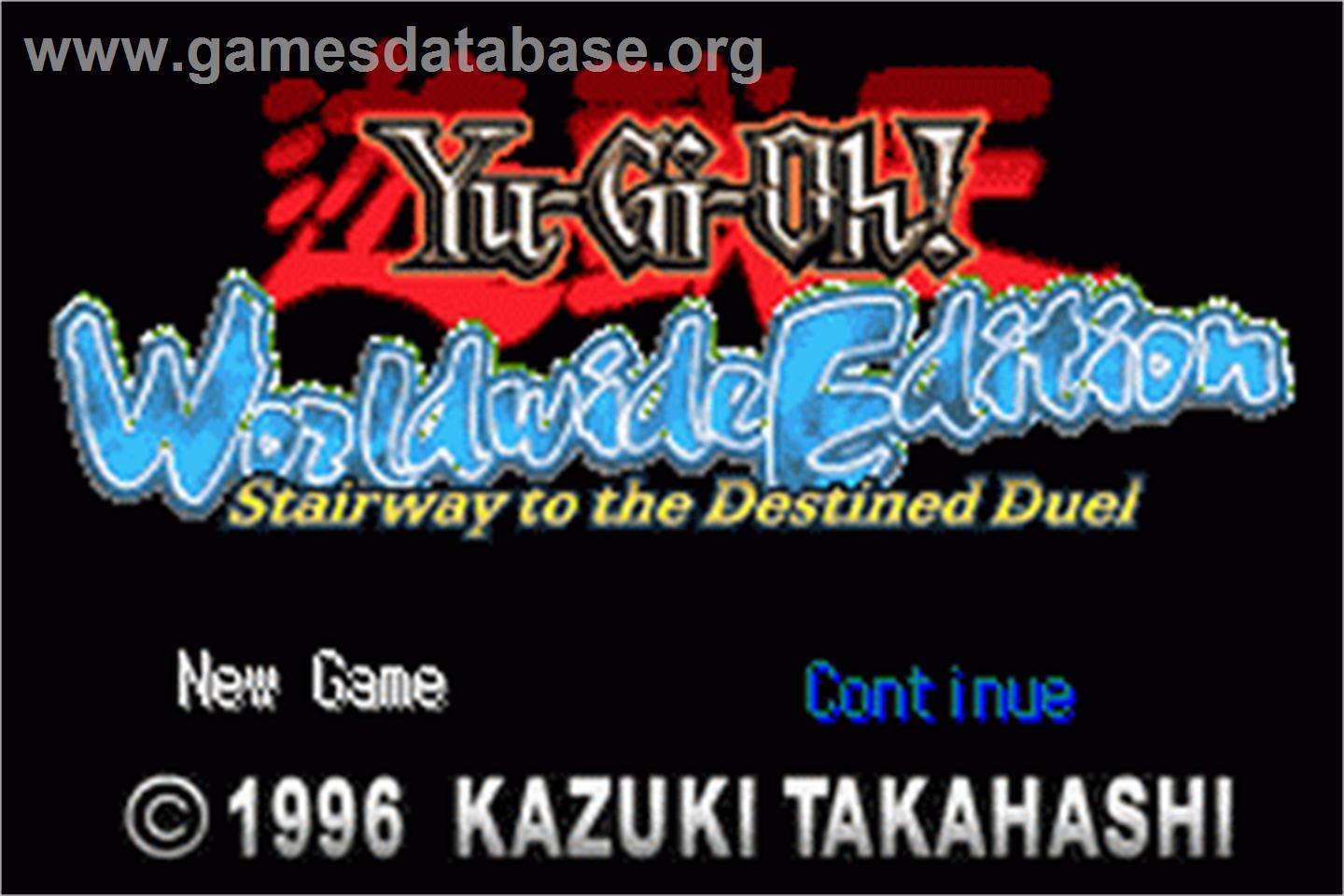 Yu-Gi-Oh! Worldwide Edition: Stairway to the Destined Duel - Nintendo Game Boy Advance - Artwork - Title Screen