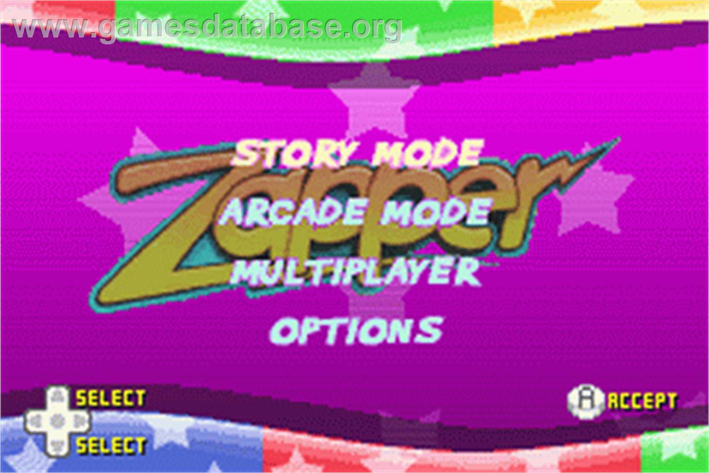 Zapper: One Wicked Cricket - Nintendo Game Boy Advance - Artwork - Title Screen