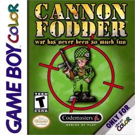 Box cover for Cannon Fodder on the Nintendo Game Boy Color.
