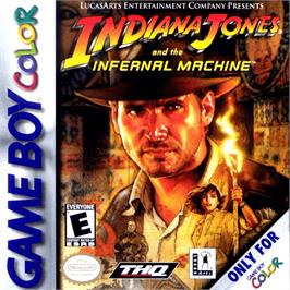 Box cover for Indiana Jones and the Infernal Machine on the Nintendo Game Boy Color.