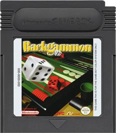 Cartridge artwork for Backgammon on the Nintendo Game Boy Color.