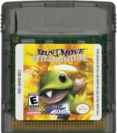Cartridge artwork for Bust a Move Millennium on the Nintendo Game Boy Color.