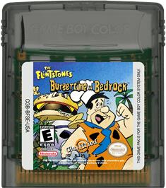 Cartridge artwork for Flintstones: Burgertime in Bedrock on the Nintendo Game Boy Color.