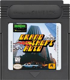 Cartridge artwork for Grand Theft Auto on the Nintendo Game Boy Color.