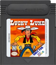 Cartridge artwork for Lucky Luke on the Nintendo Game Boy Color.