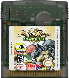 Cartridge artwork for Monster Rancher Explorer on the Nintendo Game Boy Color.