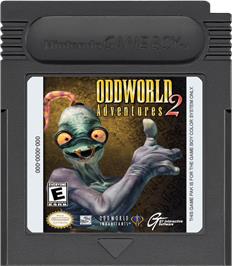 Cartridge artwork for Oddworld: Adventures 2 on the Nintendo Game Boy Color.