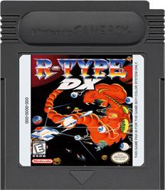 Cartridge artwork for R-Type DX on the Nintendo Game Boy Color.