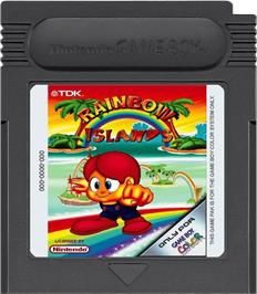 Cartridge artwork for Rainbow Islands on the Nintendo Game Boy Color.