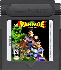 Cartridge artwork for Rampage: World Tour on the Nintendo Game Boy Color.