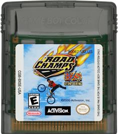 Cartridge artwork for Road Champs: BXS Stunt Biking on the Nintendo Game Boy Color.
