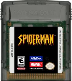 Cartridge artwork for Spider-Man on the Nintendo Game Boy Color.