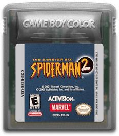 Cartridge artwork for Spider-Man 2: The Sinister Six on the Nintendo Game Boy Color.