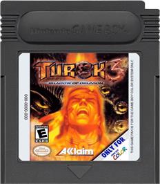 Cartridge artwork for Turok 3: Shadow of Oblivion on the Nintendo Game Boy Color.