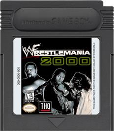 Cartridge artwork for WWF Wrestlemania 2000 on the Nintendo Game Boy Color.