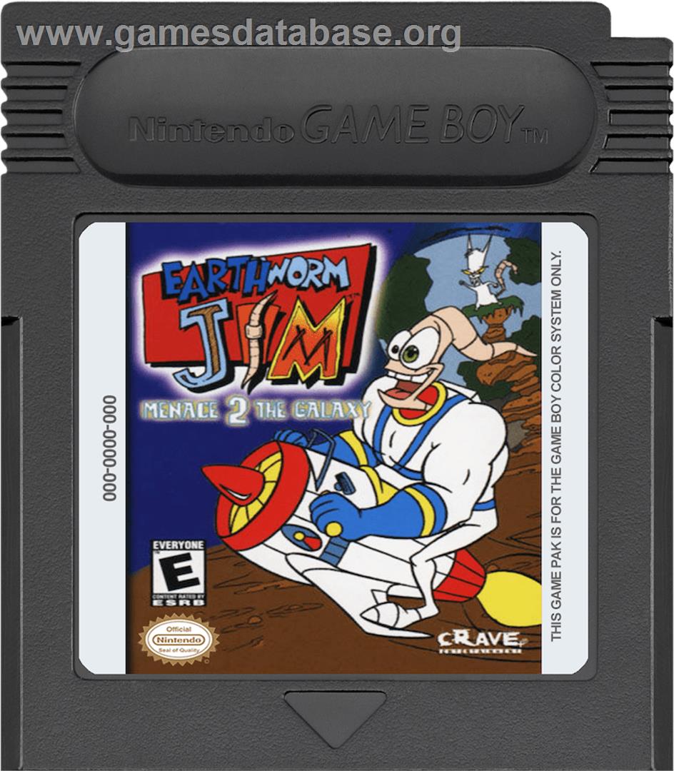 Earthworm Jim: Menace 2 the Galaxy - Nintendo Game Boy Color - Artwork - Cartridge