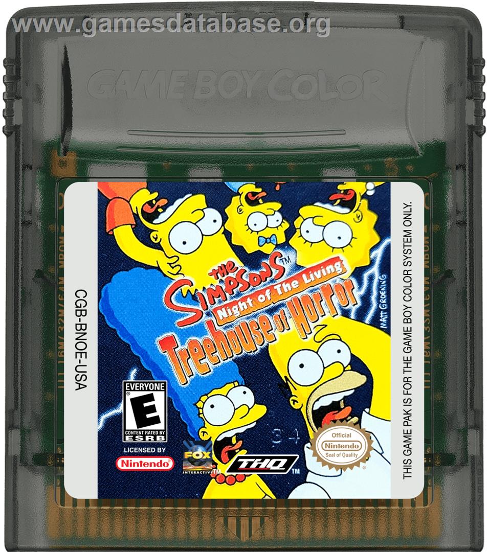 Simpsons: Night of the Living Treehouse of Horror - Nintendo Game Boy Color - Artwork - Cartridge