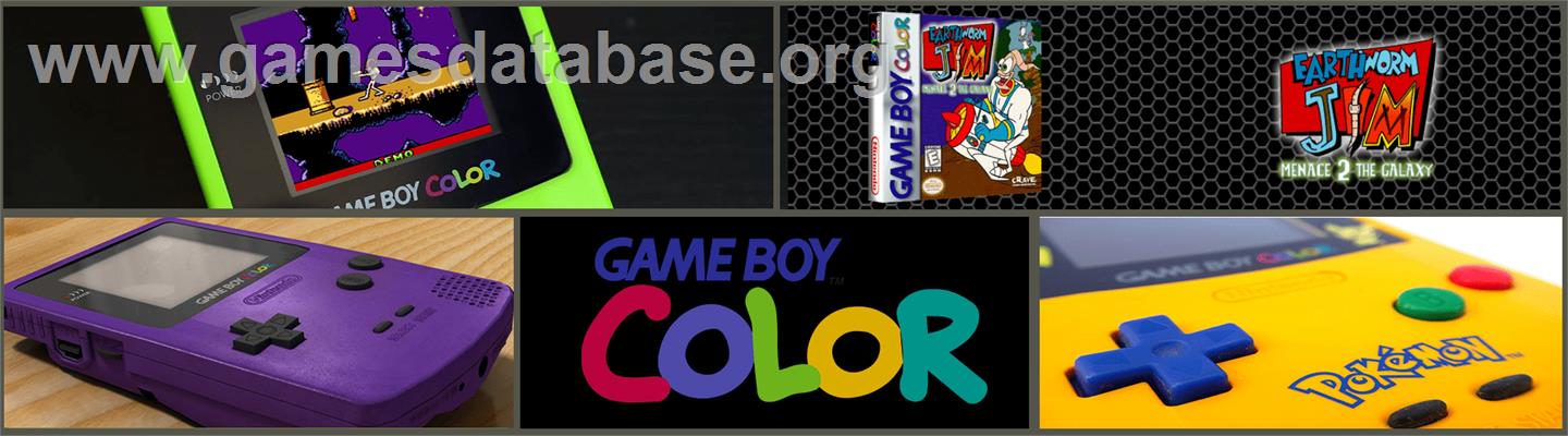 Earthworm Jim: Menace 2 the Galaxy - Nintendo Game Boy Color - Artwork - Marquee