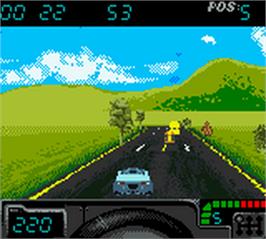 In game image of Cruis'n Exotica on the Nintendo Game Boy Color.