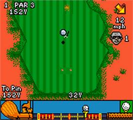 In game image of Cyber Tiger Woods Golf on the Nintendo Game Boy Color.