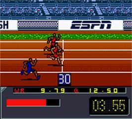 In game image of ESPN International Track & Field on the Nintendo Game Boy Color.