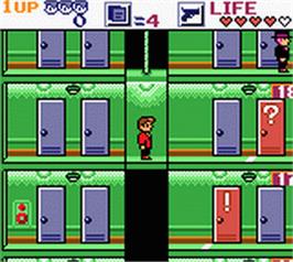 In game image of Elevator Action on the Nintendo Game Boy Color.