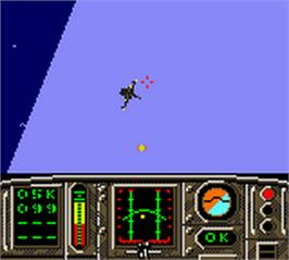 In game image of F-18 Thunder Strike on the Nintendo Game Boy Color.