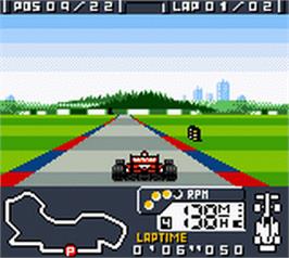 In game image of F-1 World Grand Prix on the Nintendo Game Boy Color.