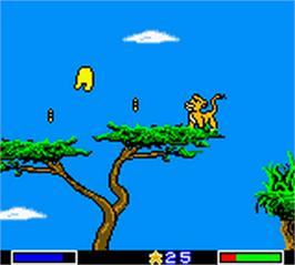 In game image of Lion King: Simba's Mighty Adventure on the Nintendo Game Boy Color.