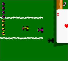 In game image of Micro Machines V3 on the Nintendo Game Boy Color.