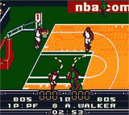 In game image of NBA in the Zone 2000 on the Nintendo Game Boy Color.
