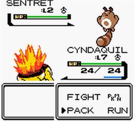 In game image of Pokemon: Crystal Version on the Nintendo Game Boy Color.