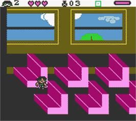 In game image of Powerpuff Girls: Paint the Townsville Green on the Nintendo Game Boy Color.