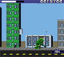 In game image of Rampage: World Tour on the Nintendo Game Boy Color.
