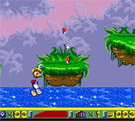 In game image of Rayman 2: The Great Escape on the Nintendo Game Boy Color.