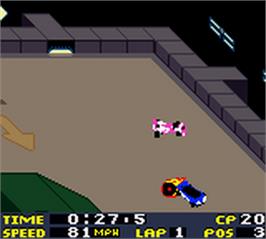 In game image of San Francisco Rush 2049 on the Nintendo Game Boy Color.