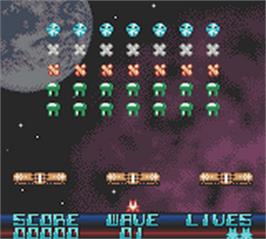 In game image of Space Invasion on the Nintendo Game Boy Color.