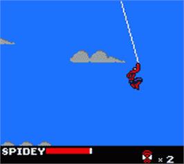 In game image of Spider-Man on the Nintendo Game Boy Color.