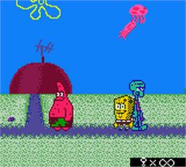 In game image of SpongeBob SquarePants: Legend of the Lost Spatula on the Nintendo Game Boy Color.