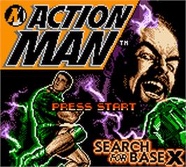Title screen of Action Man - Search for Base X on the Nintendo Game Boy Color.