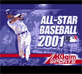 Title screen of All-Star Baseball 2001 on the Nintendo Game Boy Color.