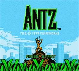 Title screen of Antz on the Nintendo Game Boy Color.