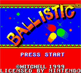 Title screen of Ballistic on the Nintendo Game Boy Color.